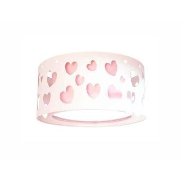 Imagem de Luminária infantil plafon corações duplo - rosa 30x16 - TOM LUZ