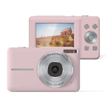 Imagem de Câmera digital 4K, câmera de foco automático com zoom 1080p 44M 16X com tela de 2,4 polegadas, câmera digital portátil sensível à luz automática para casamento ()