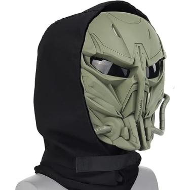 Imagem de Máscara Tática Balaclava Máscara Proteção Facial Completa Óculos Transparentes Máscara De Caveira Ajustável, Cosplay Halloween Costume Movie Shooting, bcp, 21 * 12 * 23cm