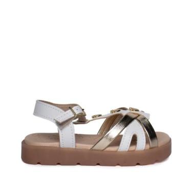 Imagem de Sandália Infantil Molekinha Bebê Morangos Branco/dourado, Branco, Dour