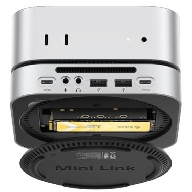 Imagem de ORICO Estação de ancoragem MiniLink Mac mini M4 de alumínio com slot SSD M.2 NVMe, suporta até 8 TB, interface USB4 de 40 Gbps, suporte com USB-A (480 Mbps), E/S de áudio – compatível com Mac mini M4