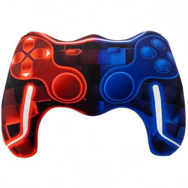 Imagem de Meeting Story Almofada de pelúcia em forma de controle de jogo para meninos e meninas, decoração de quarto de jogador, sofá, cadeira de computador, presentes de cama para adolescentes e meninos (azul,