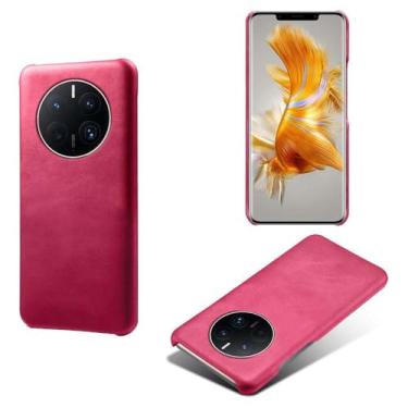 Imagem de Capa para Huawei Mate 50 PRO,Proteção contra quedas,Casca de volta de cor sólida simples,Design de couro de imitação de plástico-Rose