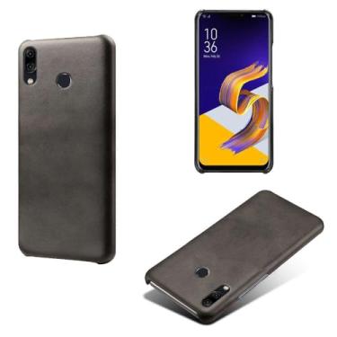 Imagem de Capa para ASUS ZenFone 5Z ZS620KL,Proteção contra quedas,Casca de volta de cor sólida simples,Design de couro de imitação de plástico-Black