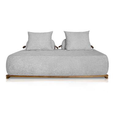 Imagem de Sofá 3 Lugares 2,20m com Base de Madeira Bouclé - Agius Lucadi Home, L