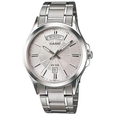 Imagem de Casio Relógio masculino MTP-1381D-7AVDF analógico de quartzo clássico de aço inoxidável, Prata, 46.6×39.9×8.9mm, Movimento de quartzo
