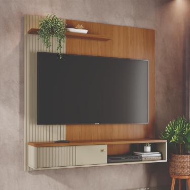 Imagem de Painel Suspenso para TV Madetec Aurora 160cm Ripado Porta Deslizante 