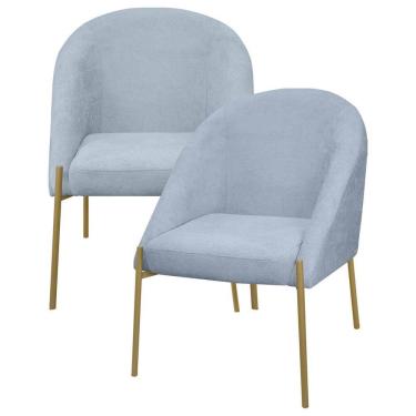 Imagem de Kit 2 Banqueta Poltrona Lua Pé Metal Bouclê Ideal Para Sala Penteadeira Ou Salão