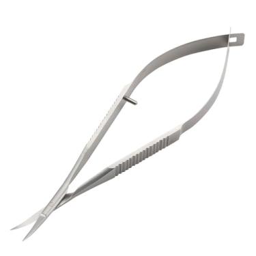 Imagem de Tesoura de cutícula profissional curvada, cortador afiado de aço inoxidável de 11,4 cm, tesoura pequena de beleza para aparador de sobrancelhas, cílios, tesoura de cabelo de nariz, tesoura de costura