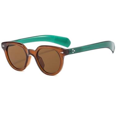 Imagem de VFDHN Óculos de sol retrô oval com rebites, armação, masculino e feminino, lentes degradê, uv400 (9)