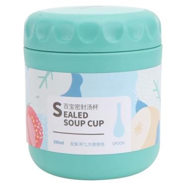 Imagem de DOITOOL Recipiente isolado para almoço portátil selado, copo de sopa à prova de vazamento, pote de comida quente à vácuo Bento Box para viagem para escola, escritório, piquenique, ao ar livre, verde