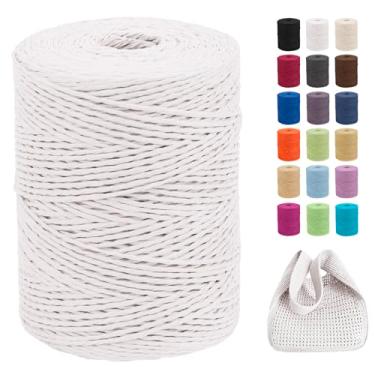 Imagem de CAMAL Fio de ráfia de 2 mm x 328 jardas para crochê, fita de papel de ráfia trançada de 2 camadas para embrulho de presente, cordão de ráfia suave para crochê rosa, chapéus, bolsas, artesanato de mão