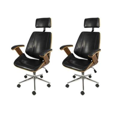 Imagem de Kit 2 Cadeiras para Escritorio Presidente Bergen 3331 Preto