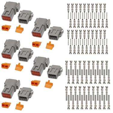 Imagem de Deutusacc Conectores Dtm Cinza De 8 Pinos, 5 Conjuntos, Conector Fio Elétrico À Prova D'Água Com Contatos Estampados E Plugue Vedação Para Caminhões, Veículos Off-Road, Construção, Agricultura, Marí