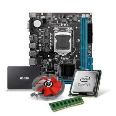 Imagem de Kit Pl Mãe H61 + Processador I3 3220 + Mem 8 Gb Ddr3 + Cooler + Ssd120