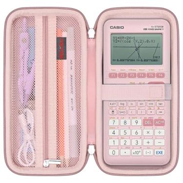 Imagem de Elonbo Estojo de transporte para Casio fx-CG50 PRIZM/fx-9750GIII Calculadora científica padrão/991ES Plus/991CW/115ES Plus/ 300ES/ 300MS Calculadora científica padrão, bolso de malha para cabo, ouro