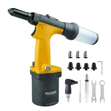 Imagem de FICHFOYE Kit de pistola de rebite pneumático de sucção automática, conjunto de ferramentas de rebitagem hidráulica de ar resistente com bocais de rebite de 3/81.3 cm, 1/20.3 cm, 5/81.3 cm, 3/40.6 cm