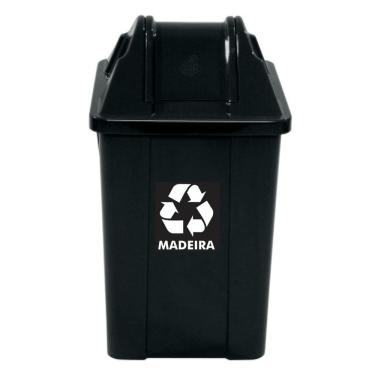 Imagem de Lixeira Basculante 60 Litros c/ Adesivo Descarte Coleta Seletiva Preta JSN