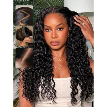 Imagem de Sunber Perucas de cabelo humano encaracolado ondulado com ondas de água pré-cortadas 13 x 4 HD lace frontal pré-tudo sem cola grande cacheado densidade 180% nós descoloridos pré-arrancados colocar e