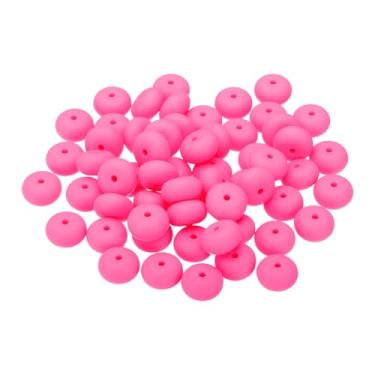 Imagem de PATIKIL Contas de silicone de 14 mm, 60 peças de contas de silicone a granel abaco espaçador contas de lentilha focal bonito para canetas, chaveiro, pulseiras, colar, rosa choque