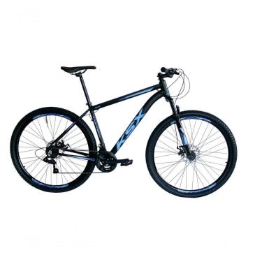 Imagem de Bicicleta Aro 29 Ksx Sd7 21v Cabos Internos Alumínio Freios A Disco Garfo Suspensão Preto Azul Tamanho 21