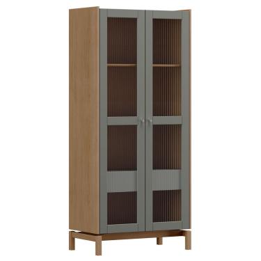 Imagem de Cristaleira Para Sala de Jantar Bar 2 Portas 1 Gaveta Esdras F06 Oak Ferrolack - Lyam Decor