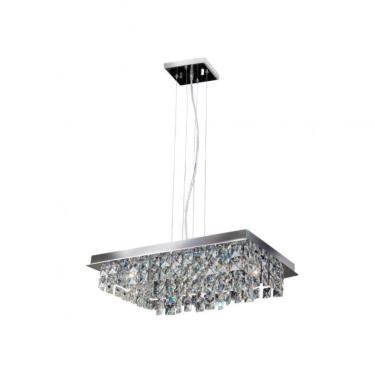 Imagem de Pendente Lyon Cristal Quadrado 24x40cm 4 Luzes G9 Bronzearte