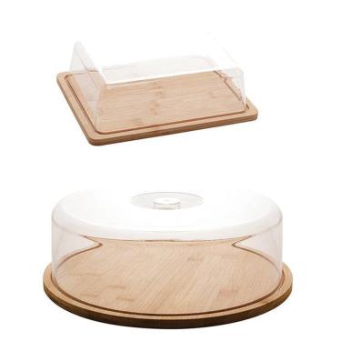 Imagem de Conjunto Boleira E Mantegueira Bambu Tampa Acrílica