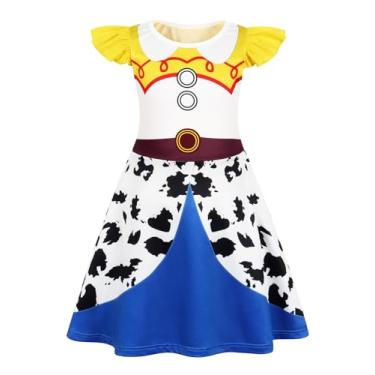 Imagem de Sukyfecde Fantasia De Jessie Para Meninas, Traje Princesa Aniversário, Roupas Halloween Dramatização, 9 A 10 Anos, Amarelo