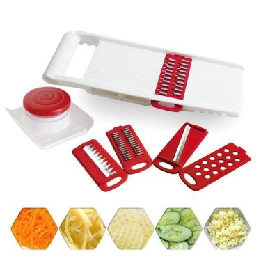 Imagem de Multi Cortador Fatiador Batata Picador Legumes Manual 5 Em 1