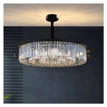 Imagem de Retro Black Metal E14 Led Luxo K9 Cristal Transparente Lustre Iluminação Pendurado Lâmpada Decoração Restaurante Quarto Sala de Estar Lustre Luminária