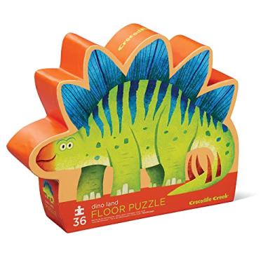 Imagem de Crocodile Creek Quebra-cabeça de chão de 36 peças - Quebra-cabeças divertidos para crianças de 3 a 5 anos - Caixa resistente para armazenamento - Dino Land - 68 cm L x 50 cm A Acabamento