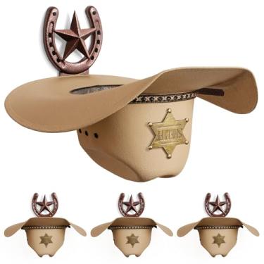 Imagem de Suporte de parede de chapéu de caubói para chapéus de aba larga, ganchos de ferradura rústicos com gancho de metal estrela do Texas Organizador para armário de cavalos trailer entrada quarto celeiro