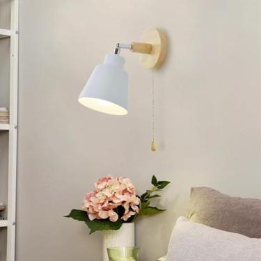 Imagem de GZZBMY E27 Luzes de parede com interruptor de cabo de puxar Arandela de parede interna moderna 350° Corpo de lâmpada giratória de metal luminária de cabeceira lâmpadas de parede para quarto sala de