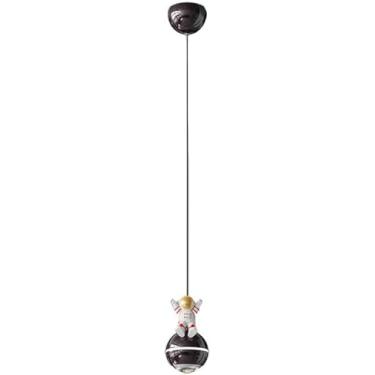 Imagem de Lustre moderno LED pendente luz para quarto de crianças lua planeta astronauta teto pendurado lâmpada preto esférico cromo lustre industrial luminária para quarto cozinha, preto-sentado