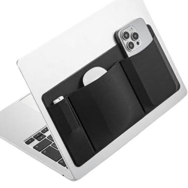 Imagem de Suporte de mouse sem fio para laptop | Cabos adesivos para laptop – Acessórios eletrônicos com 3 bolsos organizador para biblioteca de reuniões de negócios