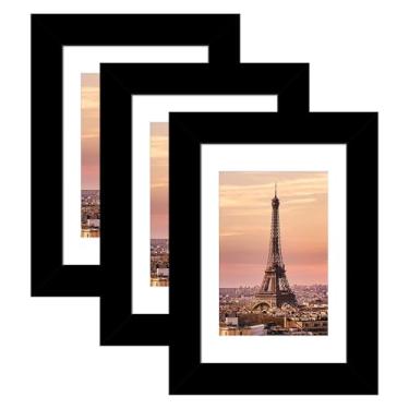 Imagem de YESKAY Porta-retrato 10 x 15 cm, pacote com 3 – moldura de pôster preta para exibição de imagens 9 x 12 cm com tapete ou 10 x 15 cm sem tapete para pendurar na parede horizontal e vertical
