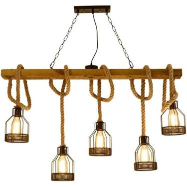 Imagem de Lustre de viga de fazenda, luminária pendente rústica de ilha de cozinha, design linear, industrial, 5 luzes, luminária pendente de teto em V, luminárias de lustre