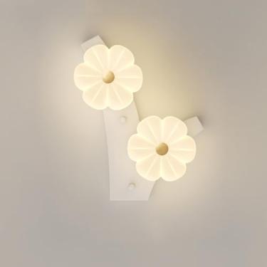 Imagem de Luminária de parede LED moderna, flor francesa, decoração para casa, luminária de cabeceira branca, abajur de parede PE, elegante, arandela de metal com fiação interna para quarto, quarto de