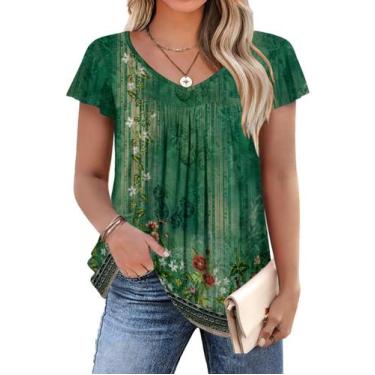 Imagem de Blusa túnica feminina IN'VOLAND plus size com babados e manga curta