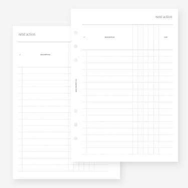 Imagem de MAY PAPER CO. Enchimento A5 Next Action Planner para Filofax A5, LV GM agenda refil 6 furos 14 x 21 cm
