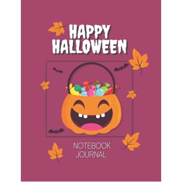 Imagem de Happy Halloween Notebook Journal: Perfect gift for Halloween, Students (8.5x11 inches), lined, Undate, Smiling Pumpkin & Pink Cover, Cute, Beautiful