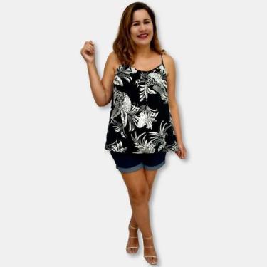Imagem de Blusa Bata Alça Com Regulagem Viscose Estampada Gg Plus Size - Sarat M