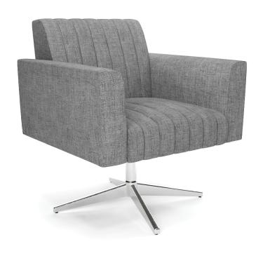 Imagem de Poltrona Giratória Viena Gomada Linho Grafite A26 Base Cromada - D'Rossi