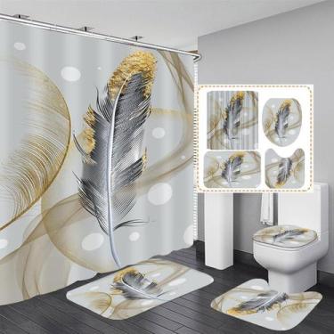 Imagem de Conjunto de cortinas de chuveiro DDQQ Abstract Bubble and Feathers