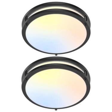 Imagem de Pacote com 2 luzes de teto LED GoBright 36W, 30 cm, pretas, 5 cores