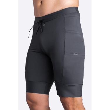 Imagem de Bermuda Compressão Masculina Hupi Run Canguru, Cor: Preto, Tamanho: G