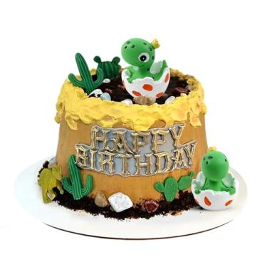 Imagem de Etwgbaby 1 Pack Resin Dinosaur Cake Toppers Green New Born Dinosaur Cake Decoration Gender Reveal Dinosaur Cupcake Picks for Jungle Safari Dino Theme Baby Shower Kids Birthday Party Supplies