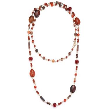 Imagem de FULU AUTUMN Colares longos com contas para mulheres, colar longo de contas de pedra natural, presentes de aniversário para mulheres, bijuterias boêmias, Standard, Pedra, Sem Pedra Preciosa