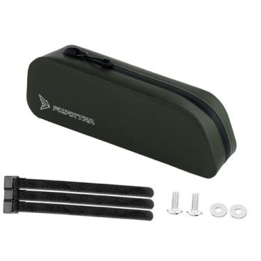 Imagem de kowaku Bolsa para quadro dianteiro de bicicleta, bolsa para tubo superior de bicicleta, para lanterna de viagem, Verde Escuro